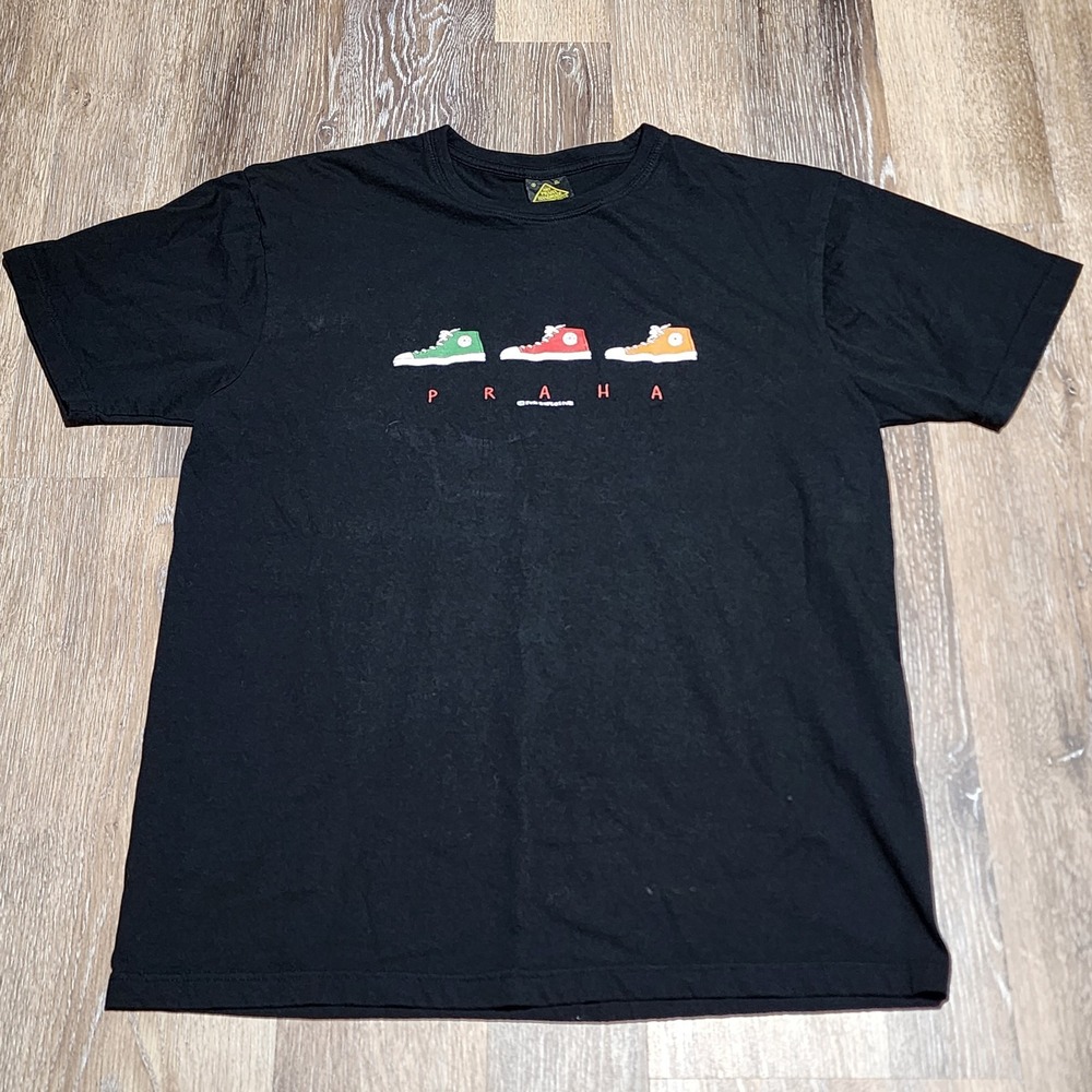 Art Praha Handmade Converse Sneaker Shoe Tee Shirt 90s Fun Explosive Black